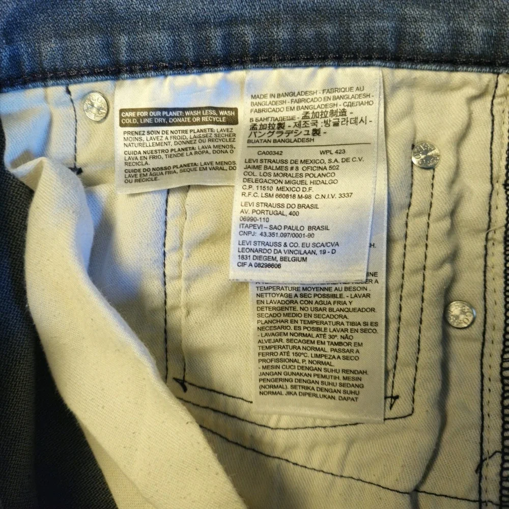 Levis 511 Slim Fit Distressed Dark Wash Jeans Men's Size 33x30‎